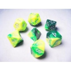 Chessex Set de 7 dés Gemini Vert-Jaune/Argent