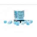 Chessex Set de 36 dés 6 Gemini (12mm) Luminary Pearl Turquoise-Blanc/Bleu