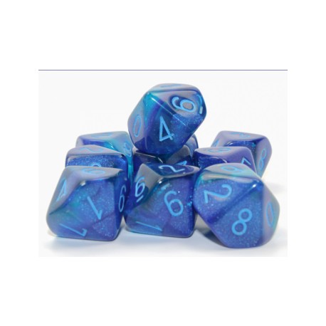 Chessex Set de 10 dés 10 Gemini Luminary Bleu Bleu/Bleu Clair