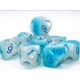 Chessex Set de 10 dés 10 Gemini Luminary Pearl Turquoise-Blanc/Bleu